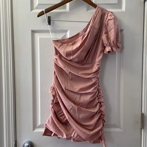 Hello Molly mauve ruffle one shoulder cocktail dress size XS